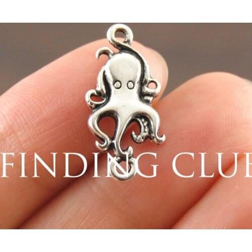 30pcs Silver Color Little Octopus Charms DIY Metal Bracelet Necklace Jewelry Findings A1097