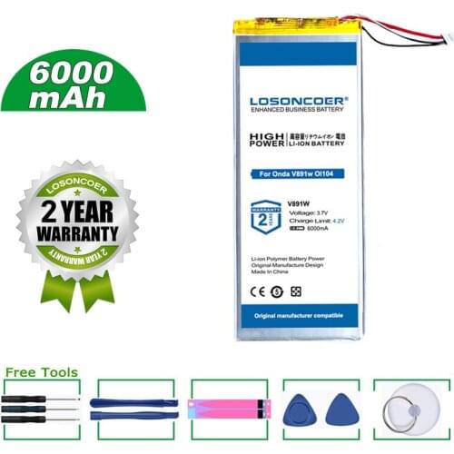 LOSONCOER Battery 6000mAh For Onda V891w CH (Model OI104) 5 lines Tablet Substitution Battery High Capacity