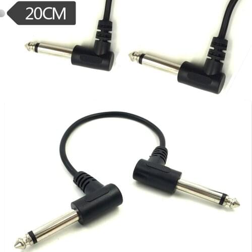 Microphone audio 6.3/6.35/6.5 male-to-male mono elbow audio cable 0.2 m