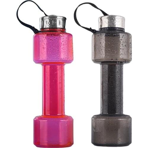 750ML Large Dumbbell Shaped Exercise Sport Water Bottle Fitness Gym Red