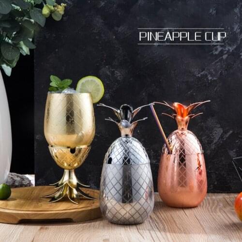 Pineapple Cups Moscow Mule Stainless Steel Pineapple Cocktail Drinking Winebowls Mugs Bar Drinkware Wine Cup Home Decorations