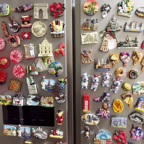 World travel refrigerator Magnet travel souvenir refrigerator sticker decoration 3D magnetic buckle Malaysia UK Thailand Paris