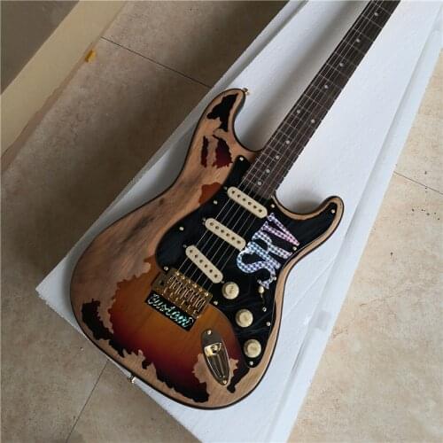 Make old SRV electric guitar, alder xylophone body, maple xylophone neck, free shipping, free shipping