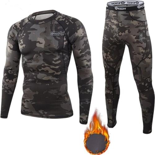 ESDY Winter Thermal Underwear Men Warm Fitness Fleece Legging Tight Undershirts Compression Quick Drying Thermo Long Johns Sets