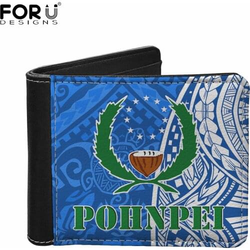 FORUDESIGNS Pohnpei Polynesian Tribal Design Mens Wallet Luxury PU Leather Money Bags Wallets for Boys Small Coin Purse for Male
