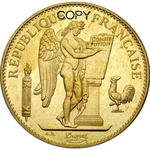 France Gold 1889 A Paris 100 Francs Lucky Angel Brass Metal Copy Coins