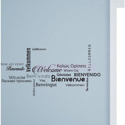 Spanish French Multilingual Welcome Vinyl Wall Stickers Wall Art Decal Home Decor House Decoration for Living Room Glass Door