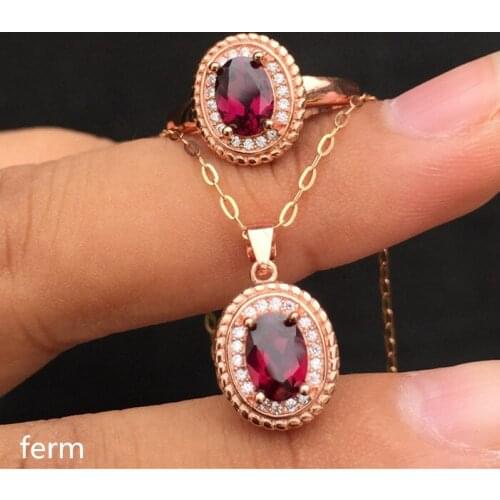 KJJEAXCMY exquisite jewelry 925 sterling silver inlaid magnesia-alumina garnet jewelry suit ring pendant 2 sets