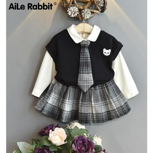 Girls' Set Autumn 2020 New Childrens Foreign Style College Style Spring And Autumn Style Small And Medium-sized Girl Baby Three