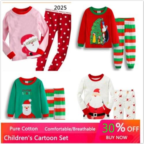 Children Clothing Sets Boys Sleepwear Clothes Kids Christmas Pajamas Set Baby Girls Cotton Cartoon Pijamas Spring Autumn Pyjamas