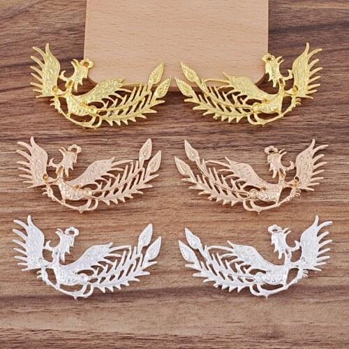 5 PCS 38*75mm Alloy Sheet Metal Phoenix Connectors Gold/Silver color Phoenix Connectors Charm DIY Accessories For Jewelry Making