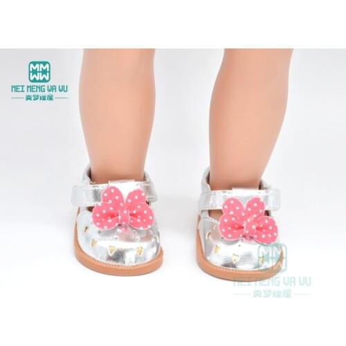 Doll mini Silver shoes sports shoes fits 43 cm new born dolls accessories and american doll