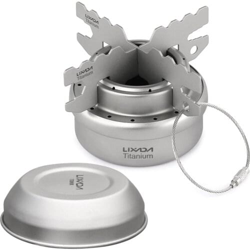 Lixada Outdoor Camping Mini Titanium Alcohol Stove Portable Hiking Cooking Picnic Alcohol Stove Burner Camping Stove with Lid