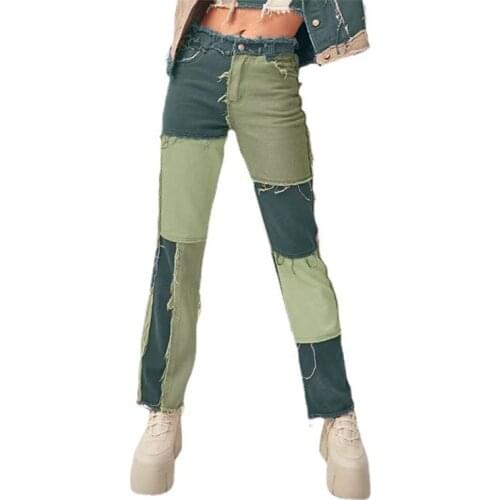 Fashion Patchwork Jeans Woman 2020 Skinny Denim Trousers High Waist Strech Cargo Boyfriend Jeans Women Female Streetwear Ddlg