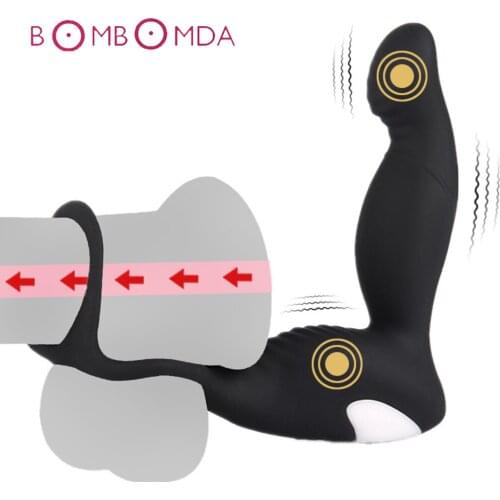 Male Prostate Massage Vibrator Anal Plug Silicone Waterproof Stimulator Dildo Butt Plug Delay Ejaculation Ring Vibrator For Men