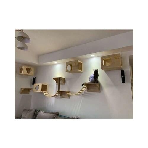 Wall-mounted Cat Climbing Frame Solid Wood Four Seasons Usable Cat Litter Cat Climbing Ladder Cat Toy