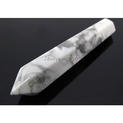 Natural White Howtite Gems Stones Long Hexagonal Pointed Reiki Chakra Raw Wand Pendant Healing Necklace Jewelry 10Pcs/Pack