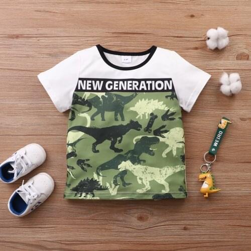 New Kids Clothes Boys 1 To 6 Years Cartoon Animal Dinosaur Short Sleeve Boys T-shirts Children Clothing Summer Boys Clothes Tops
