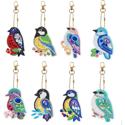 5pcs Diamond Keyring Fish Animal Diamond Painting Keychians Diamond Embroidery Full Special Crystal Rinestone Bag Hanging Decor