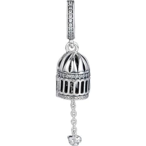 Open Bird Cage Pendant 925 Sterling Silver Charms for Women Bracelets DIY Jewelry Free Sign Silver Charms for Jewelry Making