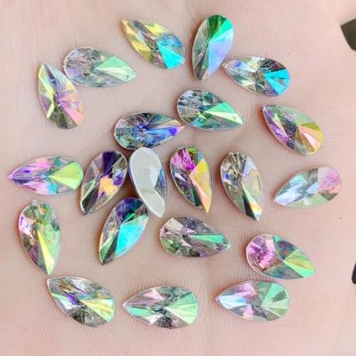 Wholesale Colourful 650pcs 7*13mm AB Resin Shiny Water Drop Flatback Rhinestone Scrapbook Wedding DIY Resin Ornaments B75
