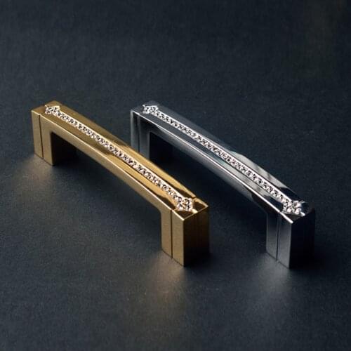 160mm modern fashion deluxe clear crystal wardrobe kitchen cabinet door handle gold silver wincbinet drawer pull knob 128mm 96mm