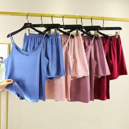 Sexy Lingerie Sleepwear Womens Pajama Set Comfortable Breathable Loose Nightwear Cami Top and Sleep Bottom Shorts Big Size