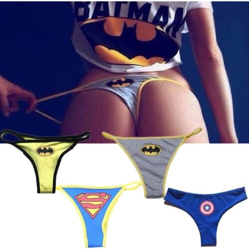 Sexy Womens Superhero Steve Rogers Dark Knight Bruce Wayne Kal-El Clark Kent Cartoon Underwear G-String Panties Lingerie