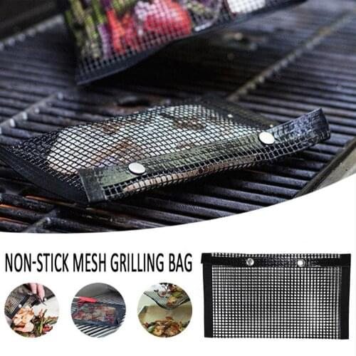 BBQ Grill Mesh Bag Barbecue Baking Isolation Pad Non-Stick Mesh Sheet Barbecue Pouch Food-grade Picnic Tools Grid Sheet Pouch