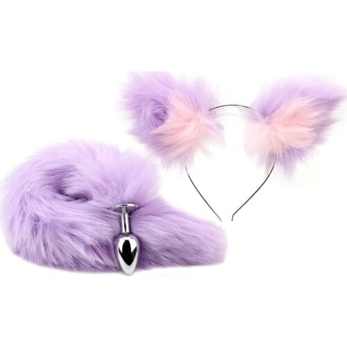 Cute Soft Fox Tail Metal Butt Plug Sex Toys For Women Men Couples Smooth Touch Anal Plug With Cat Ears Headbands Anus Dilator