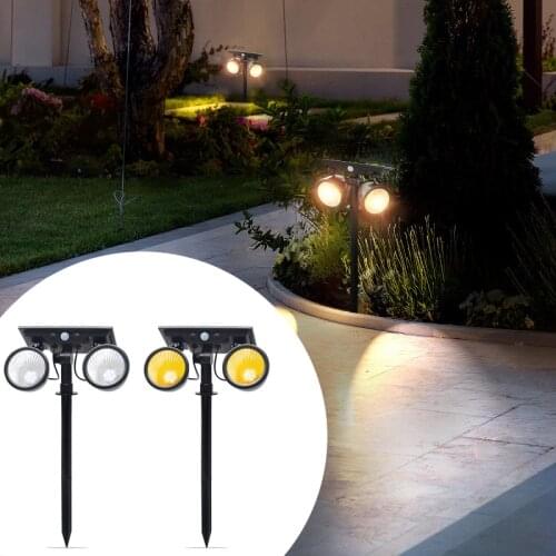 Solar Garden Light Spotlight Outdoor Waterproof LED Light Double 360° Wall Lights Ground Plug Light Garden Courtyard Lighting