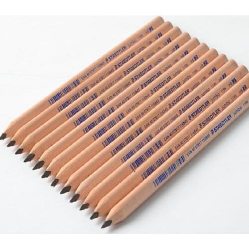 STAEDTLER childrens pencil 119N-HB|2B thick rod triangle pencil easy to cut easy to roll wood pencils 12pcs/lot