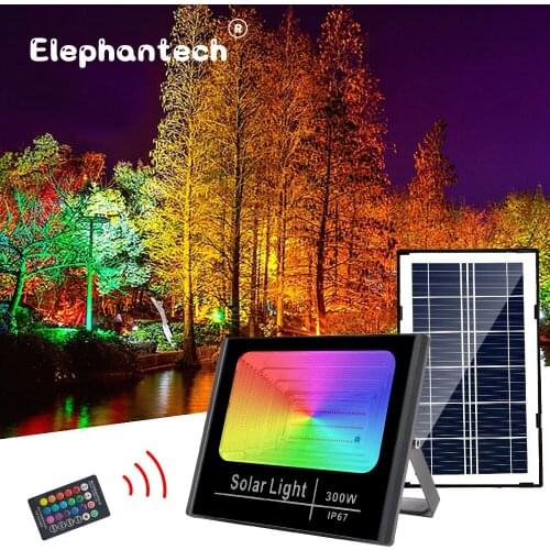 LED spotlight outdoor lighting 100W 200W 300W RGB flood light LED solar flood light with color remote control IP67 waterproof