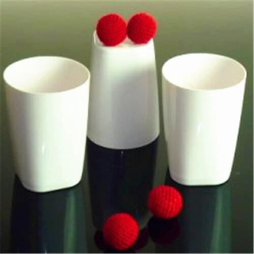 Three Cups and Three Balls,Chop Cup Set(Porcelain White,Plastic) Magic Tricks For Magician Appearing/Vanishing Close Up Illusion