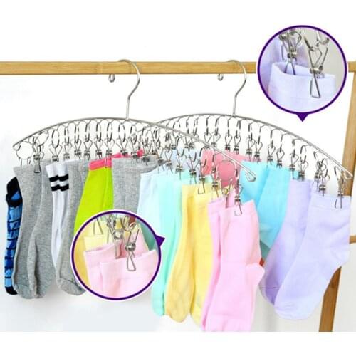 2PC Windproof Clothes Hanger Laundry Socks Gloves Hanging Rack Stainless Steel Fixed