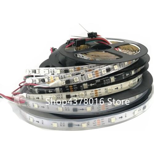 WS2811 5050 RGB LED Strip 1m/5M 150 300Leds Individual Addressable DC12V White/Black PCB, 2811 led strip Addressable Digital