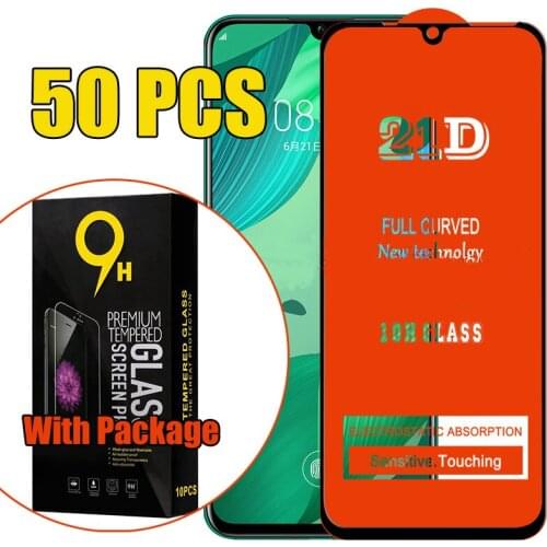 50pcs 21D Full Glue Screen Protector Tempered Glass For Huawei Honor 50 V40 X10 Max 10X Lite X20 SE Play 20 5 5T With Package