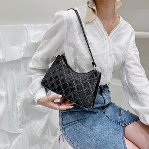 Womens Shoulder Bag Rhomboid Pattern Square Glossy Luxury Leather Handbags Wholesale Lady New Elegant Charm Female Bags