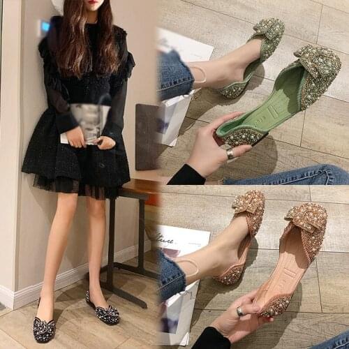 Womens Flat Shoes Fashion Elegant D'Orsay Flats Pearls Rhinestones