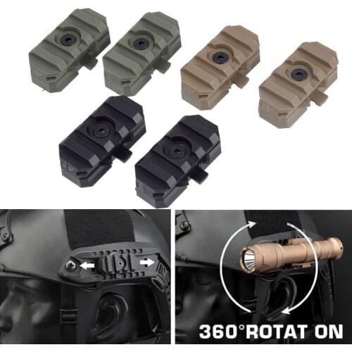 Tactical 2Pcs Helmet Side Rail Mount Adapter Adjustable 360 Degrees ARC Guide Rotation For M300 M600 Scout Light Accessories
