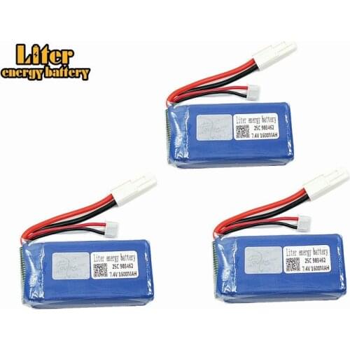3PCS 7.4V 1600mAh 25c battery For FT009 Remote controlboat speedboat battery 903462 7.4V 1600mah EL EL-2P PLUG