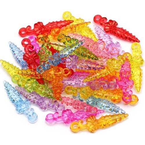 30pcs Umbrella Mixed Transparent Acrylic Beads 40x11mm Loose Spacer Beads For Jewelry Making DIY Bracelet Necklace Accessories