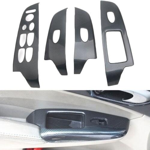 4pcs/set ABS Carbon Fiber Color Door Window Lift Buttons Cover Trim For Honda Civic 2006-2011 RHD (4dr Sedan) Accessories