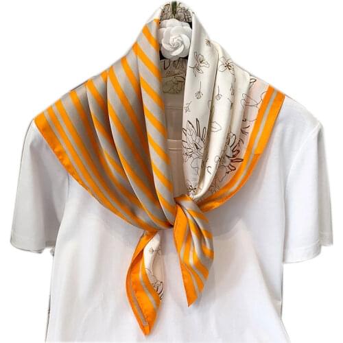 70*70cm Fashion 2021 Silk Satin Hair Scarf Women Handkerchief Printed Female Square Head Bandana Small Neck hijab lady girl Wrap