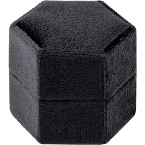 Hexagonal Velvet Ring Box Gorgeous Vintage Double Ring Display Stand for Engagement, Wedding, Ceremony