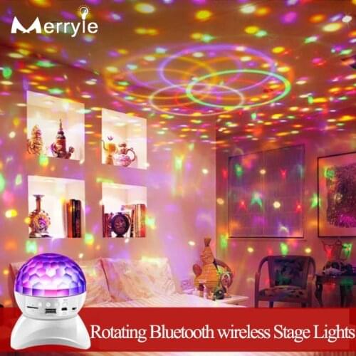 Bluetooth Music Speaker Disco Ball Light LED Party DJ Stage Light Recharge RGB Automatic Rotation Laser Projector Lamp Holiday