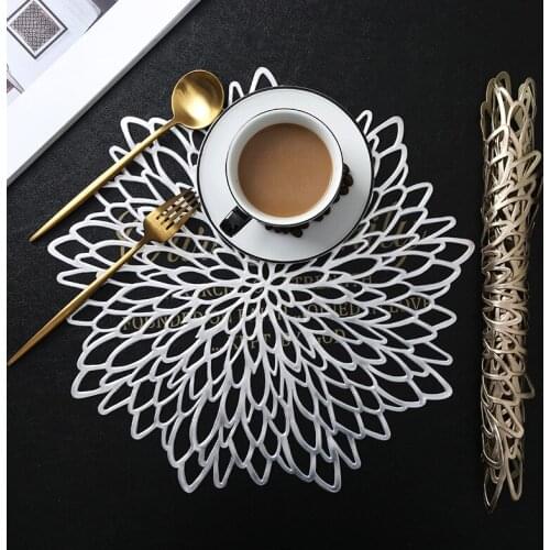 Decorative Floral Table Mat 2 PCS Thick PVC Pot Coaster Fast Heat Dissipation Non Slip Flexible Placemats for Kitchen GQ