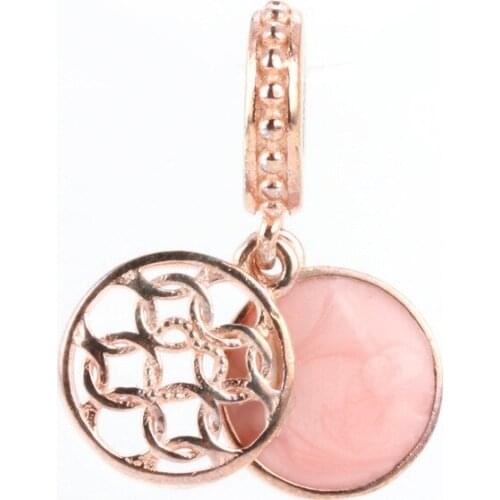 S925 Sterling Silver Pendant New Rose Gold Pink Love Design Hollow Pendant Fit Original Charms