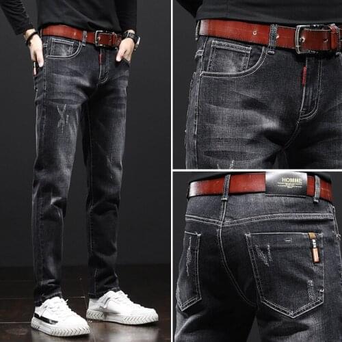 Men Jeans Slim Fit Skinny Denim Jeans Designer Elastic Straight Jeans Stretch Trousers Jeans Yong Men Jean Men Pants Plus Velvet