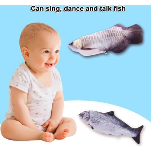 Flopping Fish Moving Fish Plush Toy With Light and Sound Realistic Flopping Fish Wiggle Fish Toys Motion Kitten Toy MC889